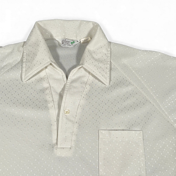 Vintage Resort Ware Polo Shirt Adult MEDIUM White Sparkle Pin Dot Disco 70s - Picture 2 of 7